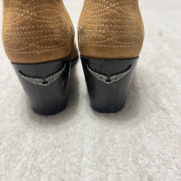 Zadig & Voltaire Molly Suede Ankle Boot Tan Western Cowgirl Country Size 37/US 6 - Picture 3 of 11